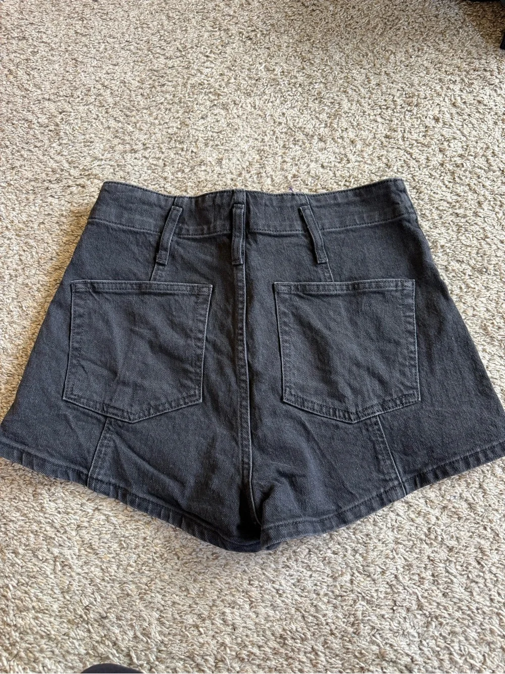 Reformation Eva Black Denim Shorts
